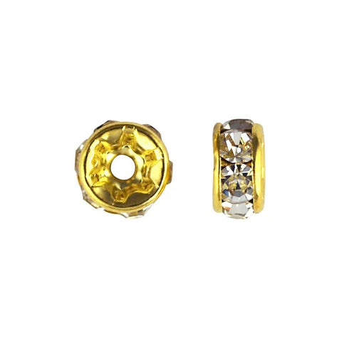 6mm Round Rondelle with Diamante Spacers (available in 2 colours)
